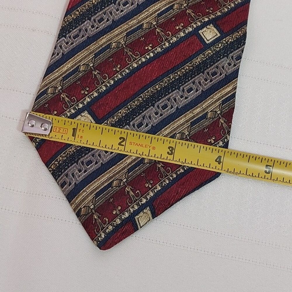 Vintage Structure Silk Neck Tie Multicolor Striped Multipattern USA Made - Picture 5 of 6